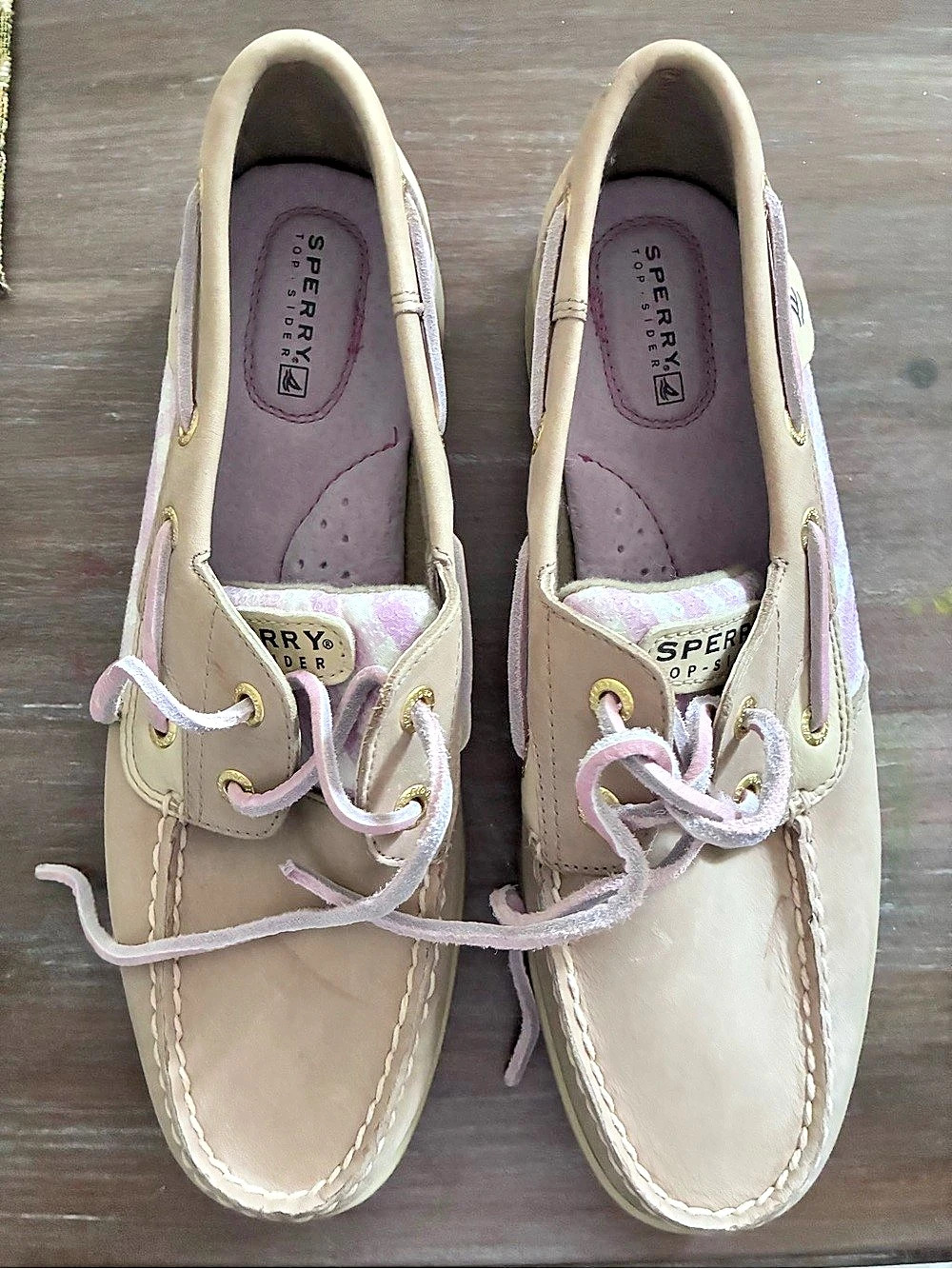 Sperry Koifish Gingham Boat Shoes in Beige & Pink
